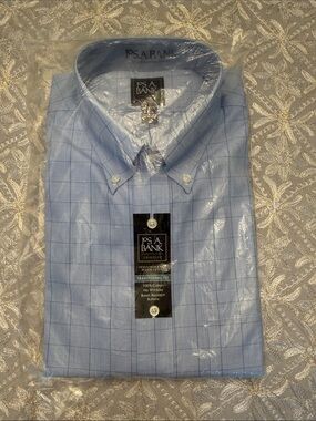 Jos. A. Bank Blue Windowpane Button-Down Dress Shirt